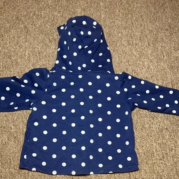 ❤️Carter's Navy Polka Dot Hooded Jacket with Yellow Lining - Picture 9 of 9